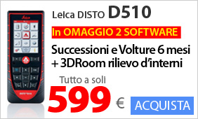 LEICA DISTO D510 EDIZIONE SPECIALE -  in OMAGGIO Software 3DRoom per il Rilievo d'Interni + Successioni e Volture 6 mesi